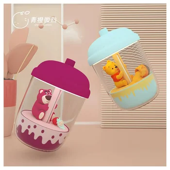 Мультфильм Аниме Disney Lotso Poor Bear Увлажнитель воздуха в форме чашки, Милые украшения для рабочего стола, ночник, прикроватная лампа Kawaii, подарок для детей
