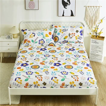 Наматрасник с цветочным принтом для кровати, Стеганая простыня для Односпальной Двуспальной кровати XF861-13 (Поддержка Дропшиппинга)