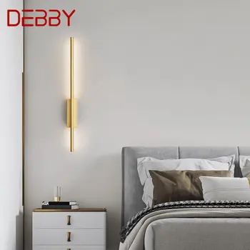 Настенный светильник DEBBY Brass Strip Современный классический светодиодный 3 цвета Просто Креативный светильник-бра для внутренней отделки кровати и гостиной