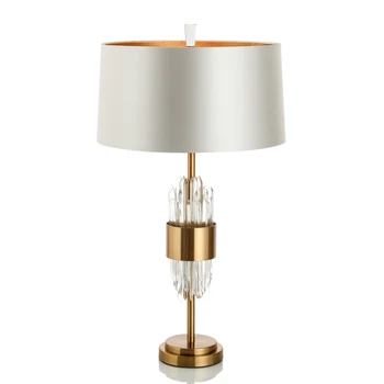 Настольная лампа из бронзы, хрусталя, роскошная прозрачная золотая настольная лампа для гостиной