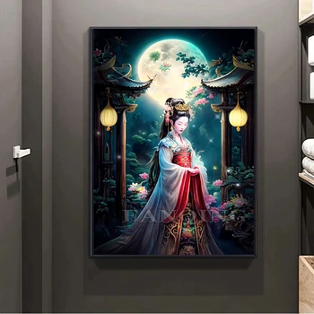 Новая алмазная живопись Древняя китайская женщина, Полная алмазная мозаика, Горный хрусталь, вышивка крестиком, Лунная вышивка, Домашний декор Y12