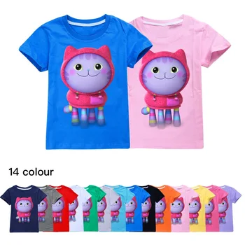 Новая летняя милая одежда для кукольного домика Габби, модная повседневная уличная одежда для мальчиков, футболки с коротким рукавом для маленьких девочек, футболки Gabbys Cats