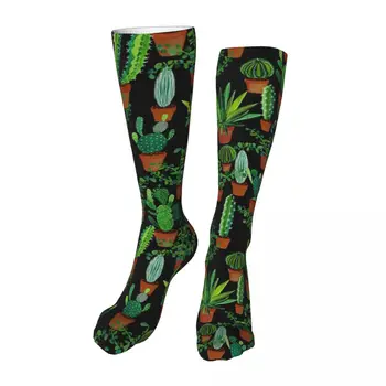 Новинка - зеленые носки для растений в горшках, носки унисекс до середины икры, Толстые вязаные мягкие повседневные носки