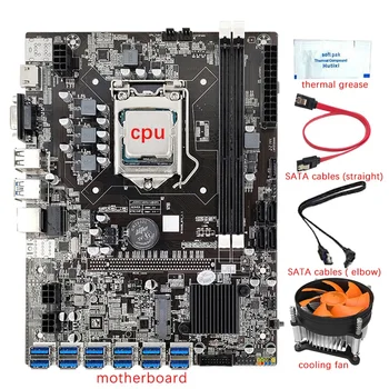 НОВИНКА-Материнская плата B75 12 GPU для майнинга BTC + процессор + Вентилятор + Термопаста + 2X Кабель SATA 12 USB3.0 К разъему PCIE1X LGA1155 DDR3 RAM SATA3.0