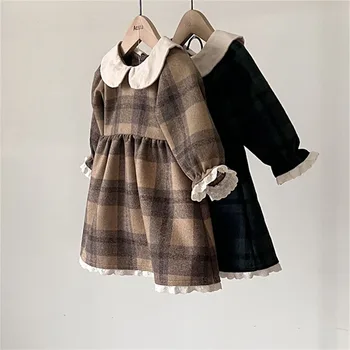 Новое весеннее детское платье 2023 года с милым воротником 