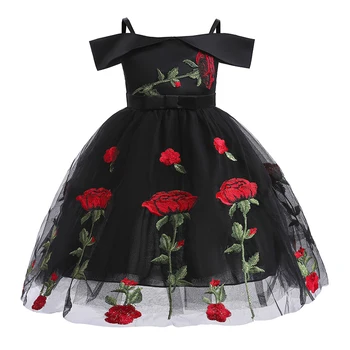 Новое розовое платье для девочек 2-10 лет, летнее сетчатое модное платье принцессы с вышивкой, Рождественский подарок на День рождения, одежда для выступлений на вечеринке
