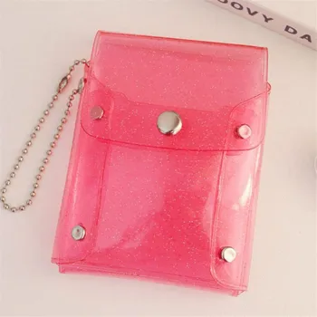 Новый прозрачный кошелек с блестками, сумка для губной помады для девочек, кавайный Розовый кошелек на цепочке для ключей, держатель для карт, модные мини-сумки из прозрачного ПВХ с застежкой