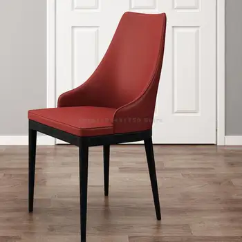 Обеденный стул Nordic из массива дерева Домашнего качества, Роскошная Дизайнерская спинка, Дымчатая Ножка, Подлокотник, Кожаное Обеденное кресло