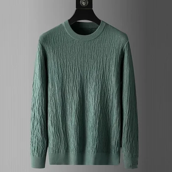 Осенний Новый Вязаный свитер с коротким рукавом, мужская одежда, Универсальные Облегающие повседневные топы с круглым вырезом, высококачественные пуловеры Homme