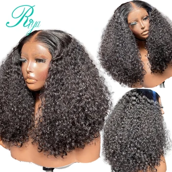 парики из человеческих волос на кружеве 13x4 для чернокожих женщин, Бразильский парик на кружеве с глубокой волной, Водный парик с закрытием шнурком 4x4, 250%