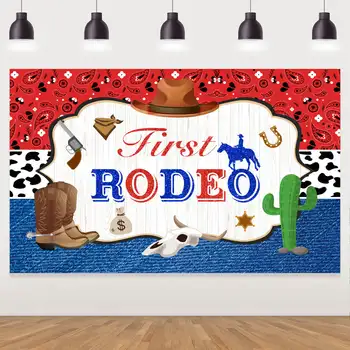 Первое Родео, украшение для вечеринки по случаю 1-го дня рождения, Западный ковбойский фон с ботинками из кактусовой коровы для мальчиков, реквизит для фотосессии на день рождения