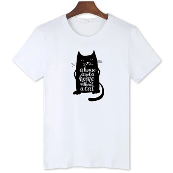 Персонализированная футболка с принтом черного кота, мужской модный топ с буквенным принтом кота, Жаркое лето, короткий рукав B1-17