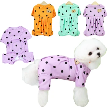 Пижама для собак с рисунком в горошек, весенне-летняя одежда для домашних животных, Костюм щенка, Комбинезон для собак, Пижама для маленьких средних собак, Комбинезон для домашних животных Chiwawa