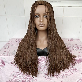 Плетение волос, плетеные парики для чернокожих женщин, Омбре, синтетические косы, длинные синтетические плетеные парики в коробке, косплей, ежедневное использование