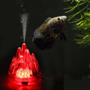 Подводный светодиодный красочный аквариум с пузырьками Аквариумные украшения Аквариумный вулкан Воздушный насос Воздушный камень Дисковый светильник