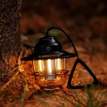 Походный ночник в стиле ретро из металла с 7 режимами затемнения, Мини-портативный Подвесной фонарь на открытом воздухе, Походный гаджет, лампа для палатки, перезаряжаемая