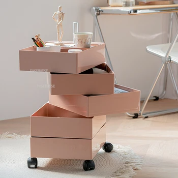 Прикроватный столик с вращающимся колесом FOSUHOUSE Мебель для спальни Ins, многослойные съемные тумбочки, Скандинавский шкаф для хранения косметики