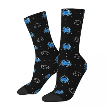 Ретро Гороскоп Знака РАКА Сумасшедшие мужские носки со звездой Зодиака унисекс с рисунком в уличном стиле С принтом Happy Novelty Crew Sock Подарок для мальчиков