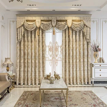 Роскошные шторы в европейском стиле для гостиной спальни с полным затенением Cortinas Напольные шторы с вышивкой на окне Тюль на заказ