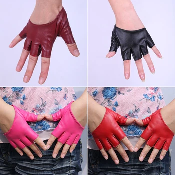 Сексуальные перчатки из искусственной кожи для женщин, перчатки на половину ладони, модные перчатки без пальцев для вождения, вечерние шоу, варежки для танцев на шесте