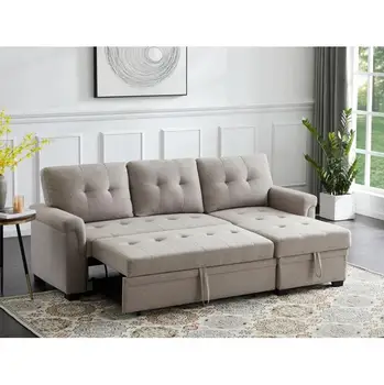 Секционный диван-шезлонг с мягкой обивкой из 2 частей
