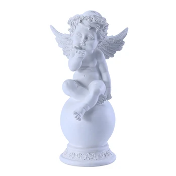 Симпатичная белая статуя мыслящего Ангела, украшение для поделок из смолы, декор для рабочего стола, подарок для украшения внутреннего двора, сада на открытом воздухе