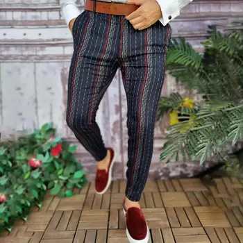 Сказочные деловые брюки-карго, мужские прямые Универсальные брюки в полоску длиной до щиколоток контрастного цвета со средней талией, мужские брюки для костюмов, брюки для свиданий