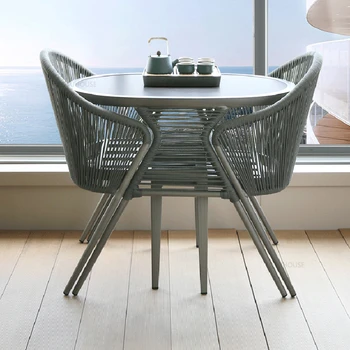 Современные простые наборы садовой мебели, стол и стул на открытом воздухе, чайный столик для отдыха на террасе, Ротанговый стул из трех частей