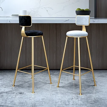 Современный барный стул из кованого железа с минималистичной домашней спинкой, обеденный стул Nordic Beauty, высокий стул для ресторана, кафе, Барный стул