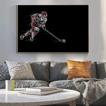 Спортивный плакат с хоккеем на льду, абстрактная картина на холсте, настенные художественные плакаты и принты, картины для декора гостиной Cuadros