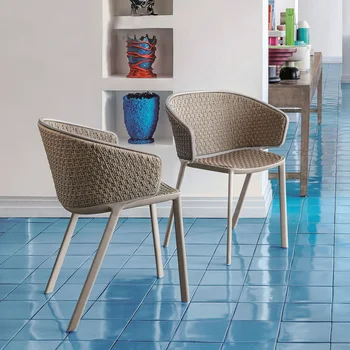Стулья из веревочной ткани в современном стиле для отдыха во внутреннем дворе, комбинированная мебель для стола и стула из алюминиевого сплава