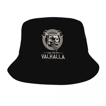 Увидимся в Valhalla Viking Bucket Hat, пляжная шляпная одежда, рыболовная шапка для спорта на открытом воздухе, подростковая Бобовая упаковка