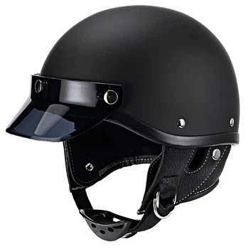 Унисекс Ретро Мотоциклетный шлем ABS Винтажные Шлемы для мотоциклов и скутеров Сверхлегкий Защитный шлем на половину лица с шарфом, сертифицированный DOT