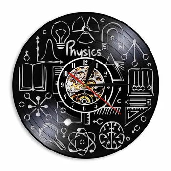 Физика Виниловая Пластинка Настенные Часы Современный Дизайн Искусство Настенные Декоративные Часы Ручной Работы 3D Настенные Часы Для Любителя Физики