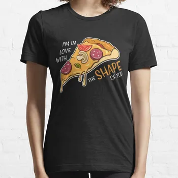 Футболка с капающим кусочком пиццы, футболка с коротким рукавом, футболка оверсайз, футболка с графическим рисунком, летний топ
