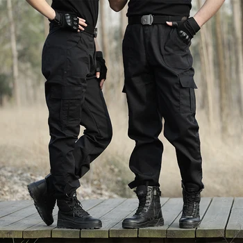 Черные тактические военные брюки, мужские повседневные брюки-карго, Камуфляжные рабочие брюки, Армейские тренировочные брюки, Мужские Страйкбольные брюки.