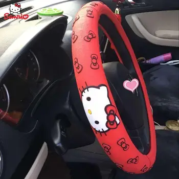 Чехол на руль автомобиля Hello Kitty с рисунком аниме Sanrio, универсальный чехол на руль, силиконовый защитный чехол для салона автомобиля, подарок