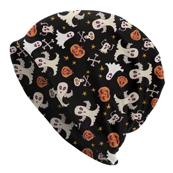 Шапочка-бини с рисунком призрака ужаса на Хэллоуин, тыквы, зимняя теплая шапочка, женские вязаные шапки, уличные шапочки, кепки для мужчин и женщин